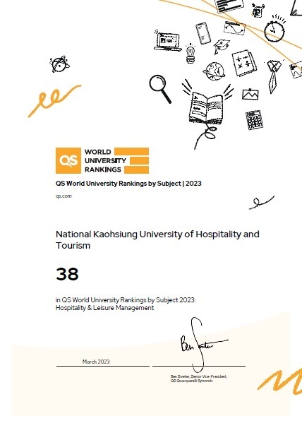 National Kaohsiung University of Hospitality and Tourism - Hospitality & Leisure Management Ranking #38.